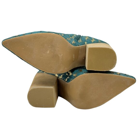 Jeffery Campbell Handmade Teal & Gold Horse Houndstooth Ankle Boots 8.5M‎ - Picture 7 of 9